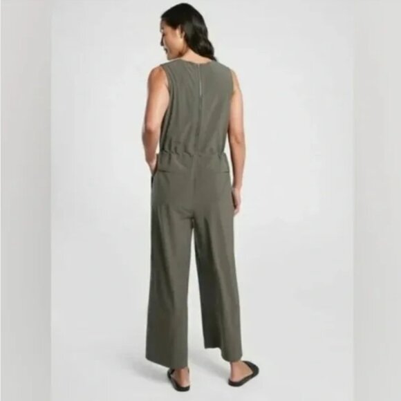 Athleta Topanga lightweight sleeveless jumpsuit olive green M - Picture 2 of 13